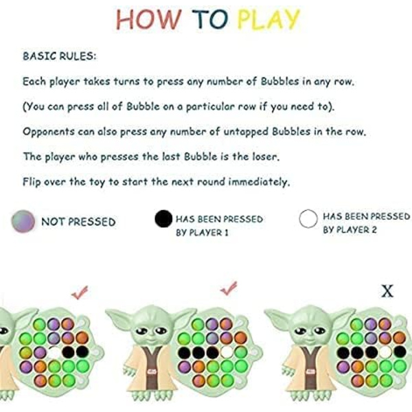 Baby Yoda Fidget Toy - Söt Yoda Fidget Toy Pop Bubble som minskar stress och ångest