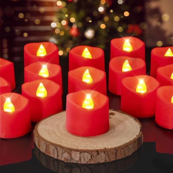 Røde LED-telys, batteridrevne, flammefri