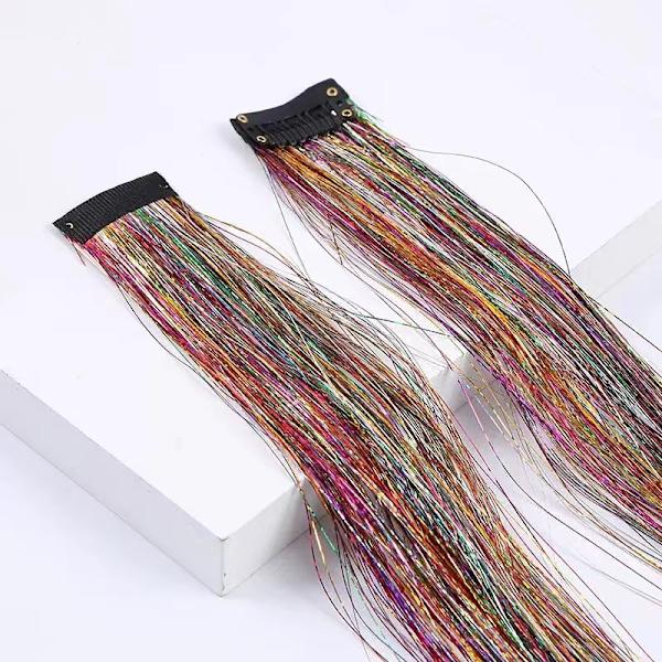 Clip-on hårtrådsett, 6-pakning glitter fehårtråd-extensions