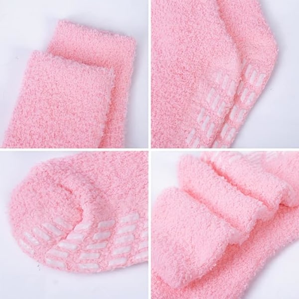 Womens Fuzzy Socks 5 Par, Vinter Varma Mjuka Tofflor Strumpor, Halkskydd Gripstrumpor Mysiga Sov Fluffy Strumpor Gåvor