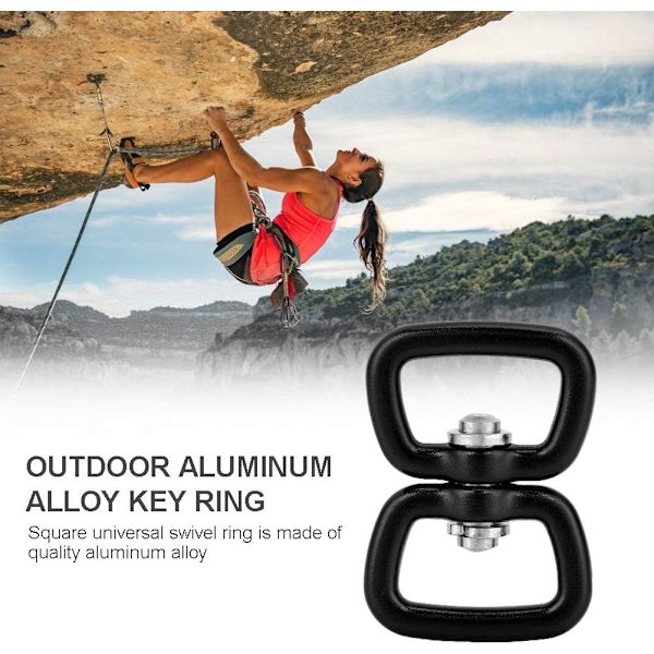 Aluminiumlegering Swivel Snap Shackle til Camping Klatring Vandring Nøglering(Sort)
