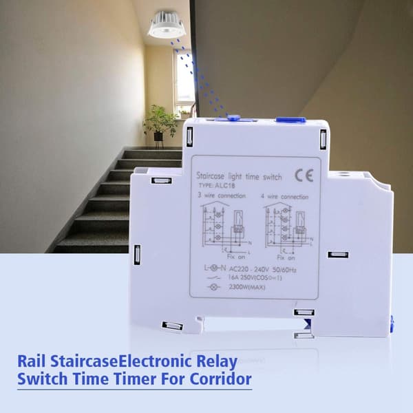 AC 220-240V Timer Switch Trappebelysning Timer kompatibel Hjem Trapper Husholdningsapparat Belysning Timing Switch