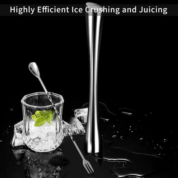 Cocktail muddler i rustfritt stål med cocktailskje, Mojito muddler, is muddler, cocktail muddler, 26cm
