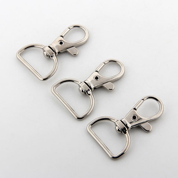 Vridbara halvrunda ringar med karbinhake 10 st Silver 2 cm Silv