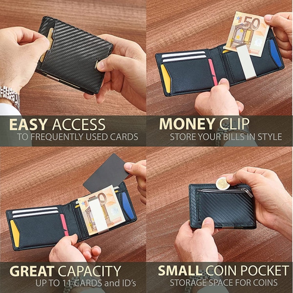 Miesten ohut lompakko Money Clipilla RFID-esto Bifold-luottokortti