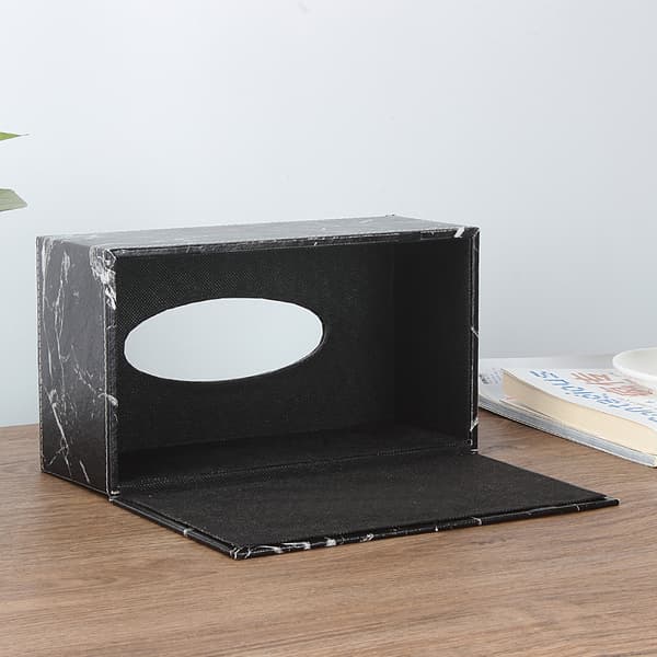 Rektangulær PU-lær lommetørkleholder for bad, stue, soverom,