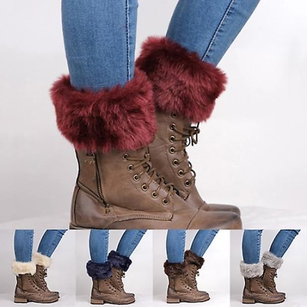 Kvinnors höst vinter mode lurvig ribbade boot cuffs boot toppers benvärmare