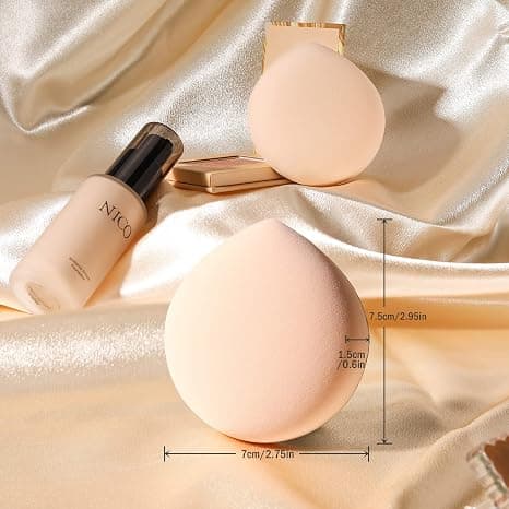 Stor dråbeformet pudderpuf til pudderfoundation og concealer, Mak