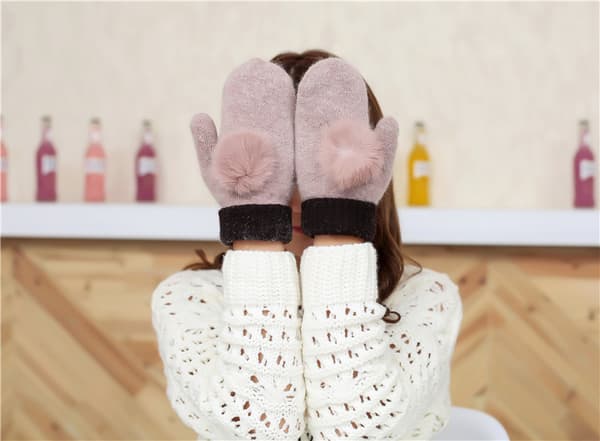 Dam Vinterhandskar, Eleganta Varma Vantar Full Finger Stickade Ullhandskar med Termisk Fleece Foder kompatibla Kvinnor Flickor Höst Vinter Jul B