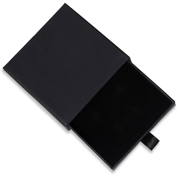 Smyckesask i papper för gåvor, 9 * 9 * 1,7 cm / 3,5 * 3,5 * 0,6 tum, liten presentask för halsband, örhängen, ringar - svart