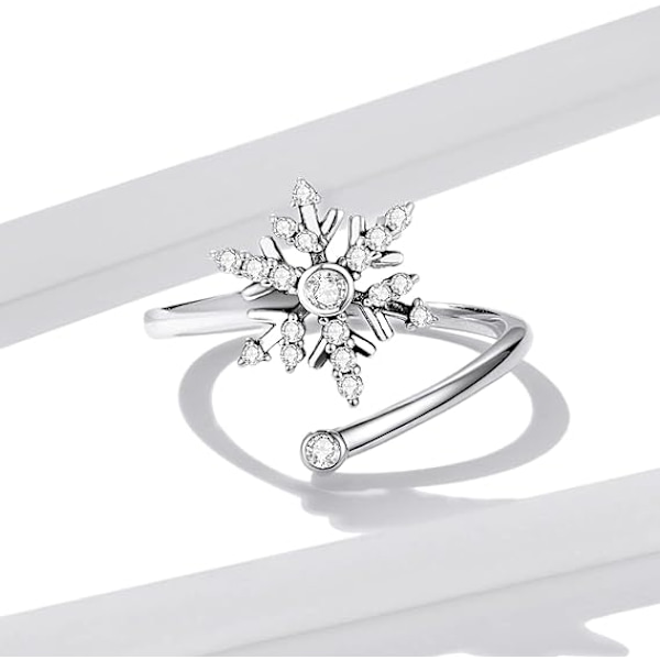 nowflake Open Statement Rings Sterling Silver 925 Crystal Rhinestone Christ