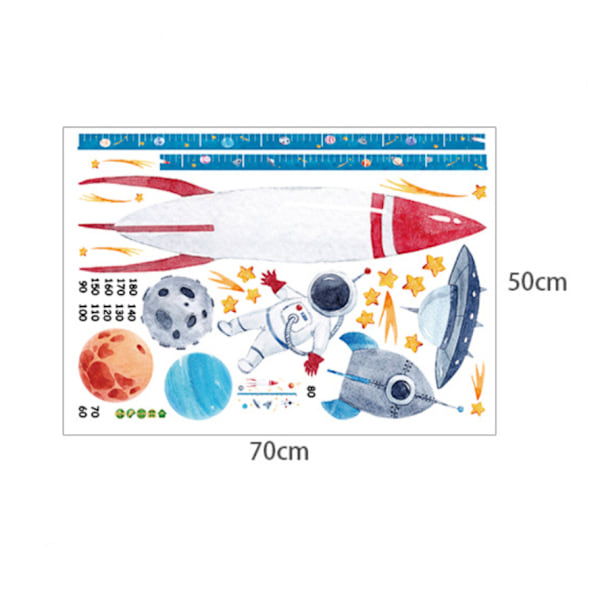 Rakettveggklistremerker Planeter Høydemåler Chart Veggklistremerke Rom Veggdekorasjon Babygutt Rom Stue