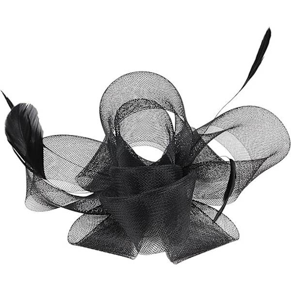 Hatt Blomma Fjäder Hårband Tea Party Huvudbonad med Klämma Derby Hatt för Flickor och Kvinnor