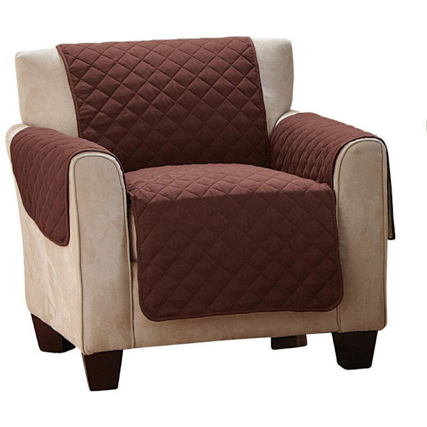 Europeisk Retro Rhombus Recliner Reversibel Slipcover, Polyester, Brun, 180