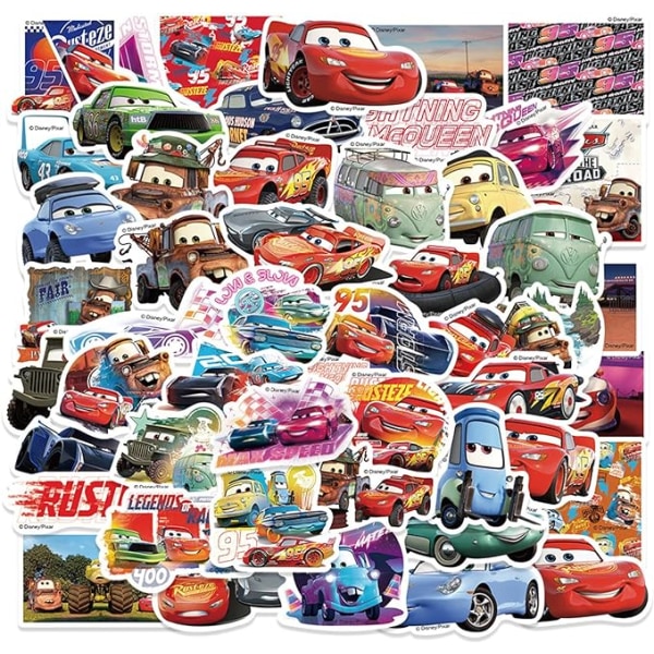 50 stk American Cartoon Cars Stickers til børn Animation Cars Stic