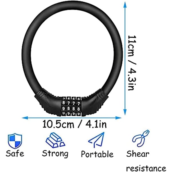 Antifurto-kode, sikker minilås i stål med digital kodekombinasjon - justerbar og fleksibel - ideell for sykkel, motorsykkel og mer