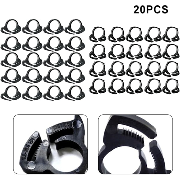20 st Nylonslangklämmor med spärrhake för trädgårdsslang (φ20mm)