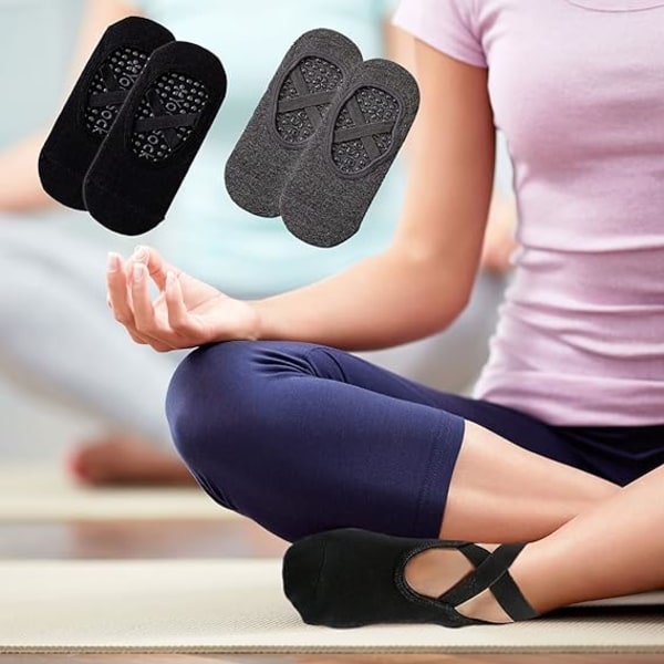 3 par Non-Slip Yoga Sokker, Yoga Pilates Sokker med Greb til Barre Ballet