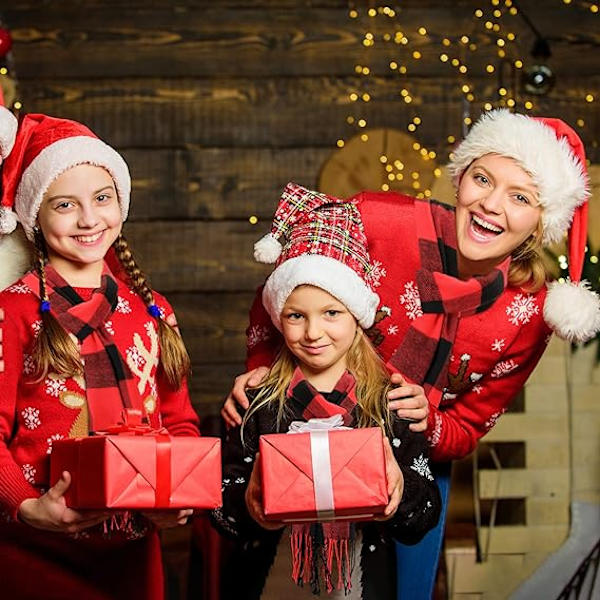 4 stk. Vinter Buffalo Plaid Tæppe Halstørklæde til Kvinder Børn Hals Wrap Halstørklæde Bulk Buffalo Sort og Rød Tjek Halstørklæder Gitter Varmt Halstørklæde Blødt Chunky Overflade 175*35cm