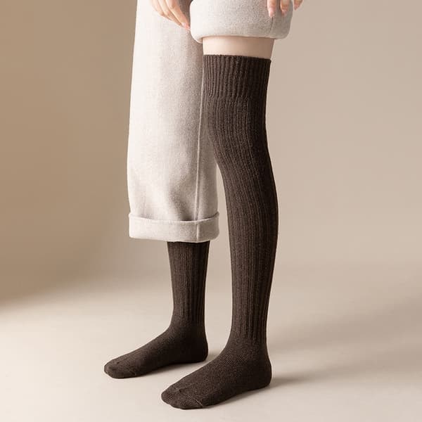 Kvinnors Over The Knee High Boot Socks brun 65cm