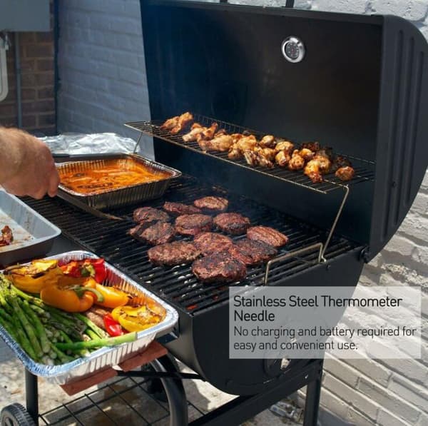 BBQ-termometer til alle grill, ryger, ryger og grillvogn, analog, tilbehør, 7,6*3,8 cm