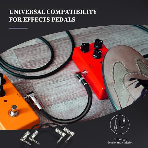 Gitar Patch-kabel - 11,8 tommer, 6-pakning, svart