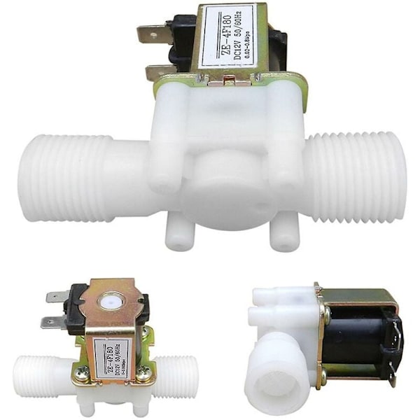 2x 12v 1/2 tum solenoidventil plast magnetisk vattenluft normalt stängd