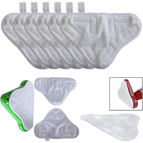 6 vaskbare mikrofiber dampmoppputer, vaskbare dampmoppputer, festes enkelt til dampmoppen via, mikrofiber dampmoppkluter