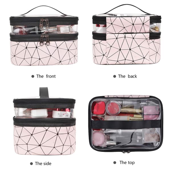Makeup tasker dobbelt lag rejse kosmetik tasker make up arrangør toilettaske B