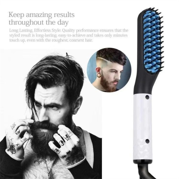 Flat børste for menn - skjegg og hår Hvit