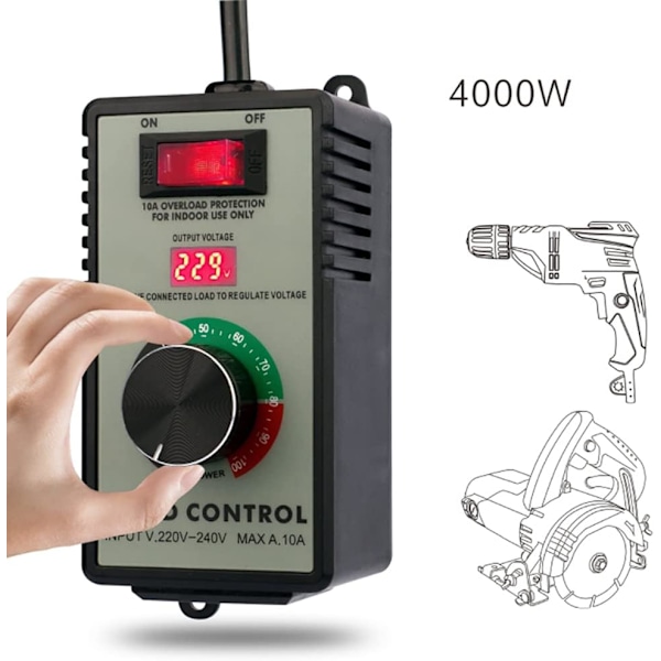 Hastighetsregulator, Elektronisk Digital Display Guvernör, Lämplig för Handborr/Polermaskin/Blåsare, Steglös Hastighetskontrollbrytare (WF-830A)