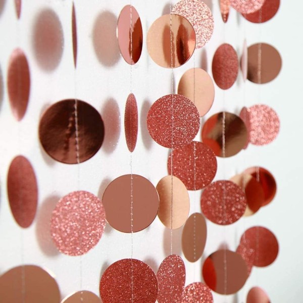 Glitter Rose Gold Dot Wreath Party Dekor Papper Polka Dots Hängande Streamer