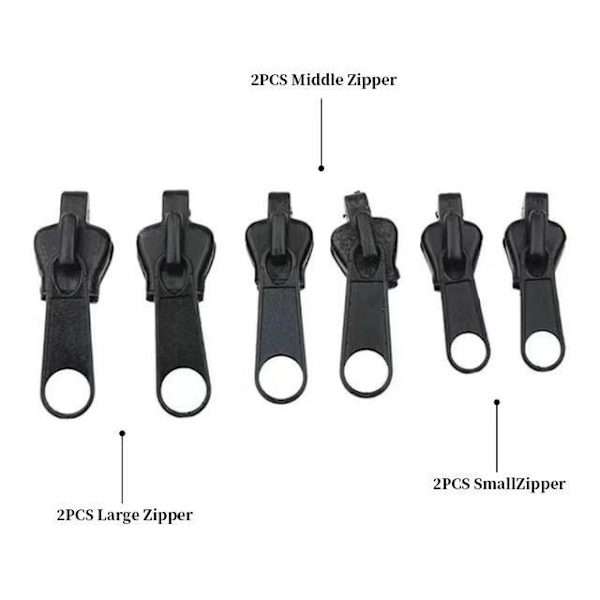 6 st blandade storlekar syväska dragkedja fix dragkedja dragkedja/dragkedja slider huvud