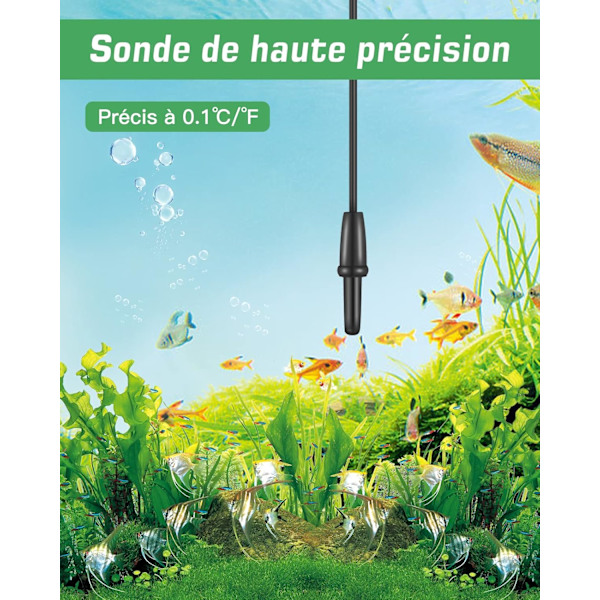 Akvarie Termometer - LCD Digital Akvarie Termometer med Sugkopp och Nedsänkningsprov för Akvarium, Terrarium