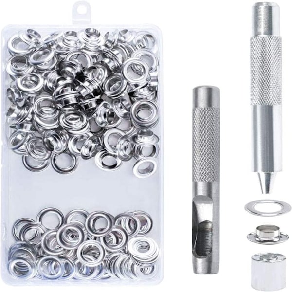 100 kpl Silmukka- ja Silmukkatyökalusarja, 10 mm Silmukat Pressuille, Silmukkasetti, Silmukkasetti 3 Työkalulla, Silmukat Pressuille, Kengille