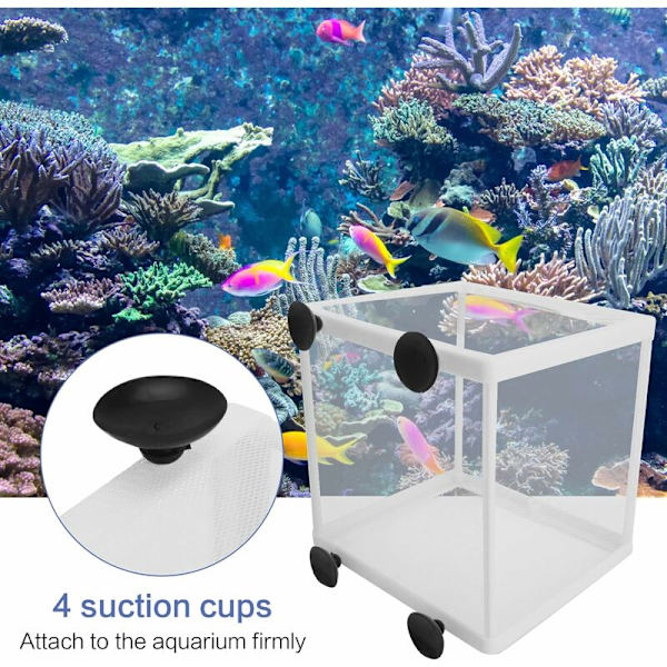 Akvarieoppdrettsnett 2 stk. Fiskeoppdrettsboks Akvarieklekkeri Isolasjonsboks Akvariefisk Inkubator Babyfisk Separeringsnett med 8 stk. sugekopper