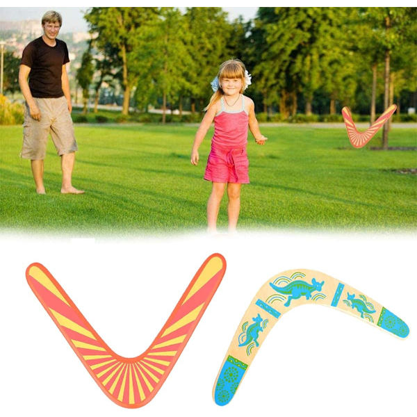 Træ Boomerang, 2stk V-formet Klassisk Ny Træ Boomerang Håndlavet Flyvende