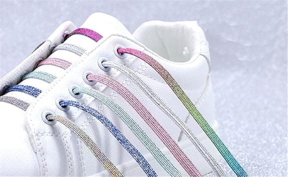 Brede flade glitter elastiske snørebånd kompatible med afslappede vandresko - 100 cm