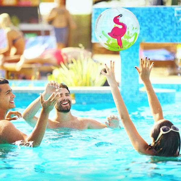 Strandball for barn*3 stk, gjennomsiktig oppblåsbar strandball, svømmebassengstrandball, dyrestrandballer med flamingo, enhjørning, krabbe, oppblåsbar strandball, 40 cm