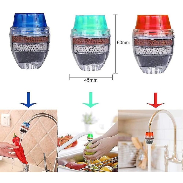 6 st Mini Kran Vattenfilter Aktivt Kol Runt Kran Vattenfilter