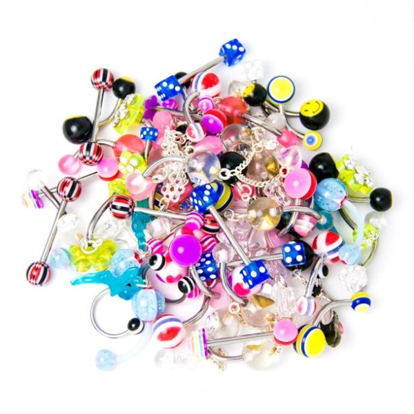 Assorterat kroppssmycke - 100-pack - Navel, tunga, näsringar, bröstvårta