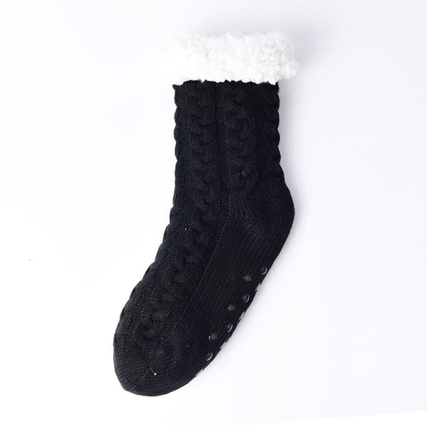 Gulvsokker Fluffy Fleece Lined BLACK