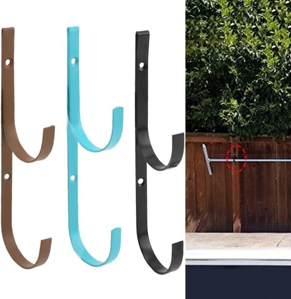 4-pack metallpoolstångskrokset, enkel installation, poolunderhållssats (kaffe)