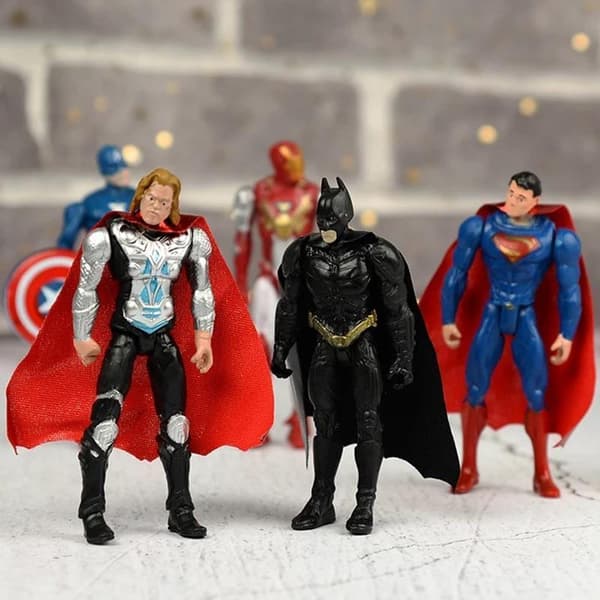 6 stk/sett Marvel Dc Superhelt Actionfigur Leke Superman Iron-man