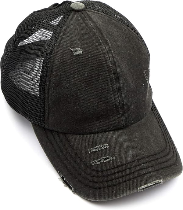 Messy High Bun Ponytail Justerbar Glitter Mesh Trucker Baseball Cap