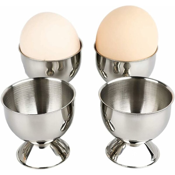 4 st äggkopp, äggbricka i rostfritt stål, äggbricka, äggkopp, ankäggkopp, t.ex.