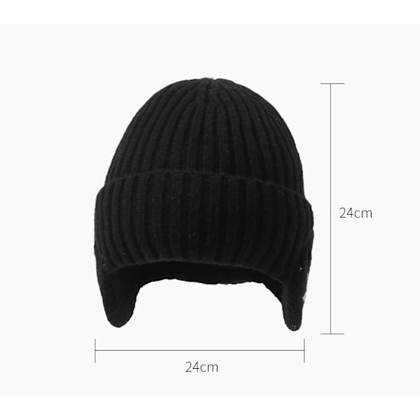 Mænd Kvinder Lang Hat Vinter Varmt Hat Tyk Strikket Uld Kuldebeskyttende Øreklapper Beanie Plaid Hat