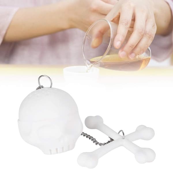 Teinfuser, tesil, løs te-teinfuser, søt hvit simuleringskalle