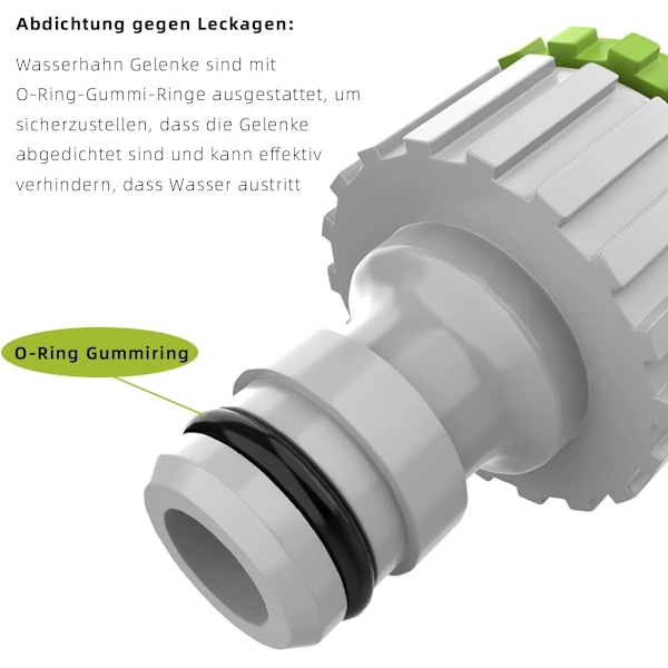 2-i-1 Krantilkobling - 4-pakning, 1/2” og 3/4” Hagekrantilkobling, Slangetilkoblingssett for Hagevanning