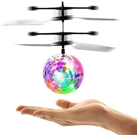 Flyvende bold med LED-lys, mini dronelegetøj med 360 ° rotation,